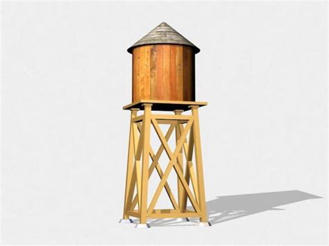 Old Wooden Water Tower Free 3d Model 3ds Open3dmodel