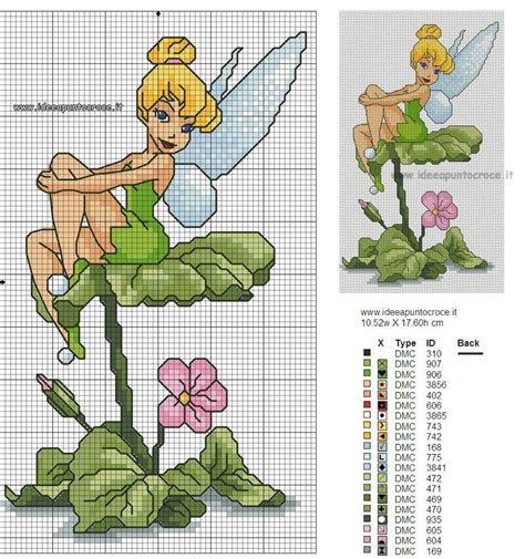 Dreaming ice on craftsy has a set of free disney princess bookmarks to cross stitch. TINKER BELL CROSS STITCH PATTERN CHART COLORS by syra1974 ...