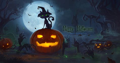 Happy Haloween Digital Wallpape Halloween Pumpkin Vector Art Black