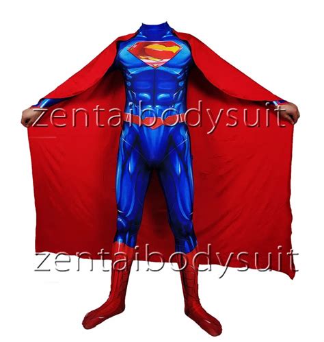 New 52 Superman Cosplay Costume Superhero Bodysuit 3d Printting Lycra