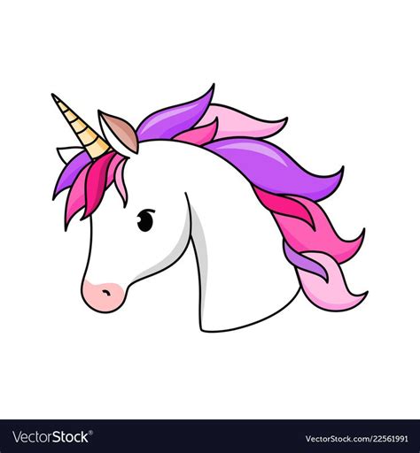 Unicorn Vector Icon Isolated On White Head Portrait Horse Sticker