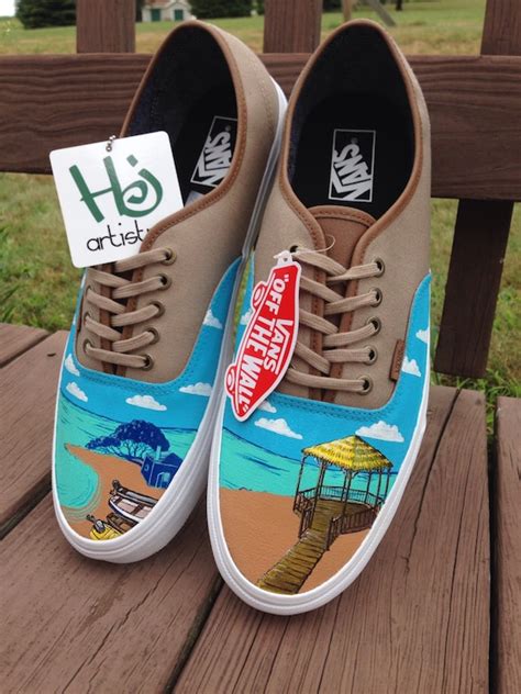 Custom Painted Beach Theme Vans Beach Shoes By Hjartistry