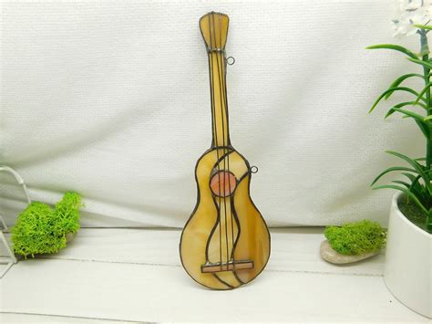 Stained Glass Guitar Art Suncatcher Guitar Musical Etsy