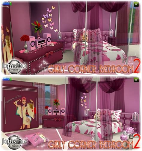 Спальня для тинки Gilry Corner Bedroom 2 By Jomsims Мебель для Sims 4