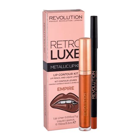 Makeup Revolution London Retro Luxe Metallic Lip Kit Σετ δώρου για γυναίκες υγρό κραγιόν 55 Ml