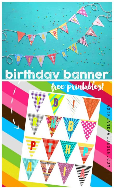 Birthday Banner Printables A Girl And A Glue Gun