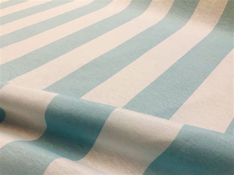 Sky Blue And White Striped Fabric Sofia Stripes Curtain Tablecloth