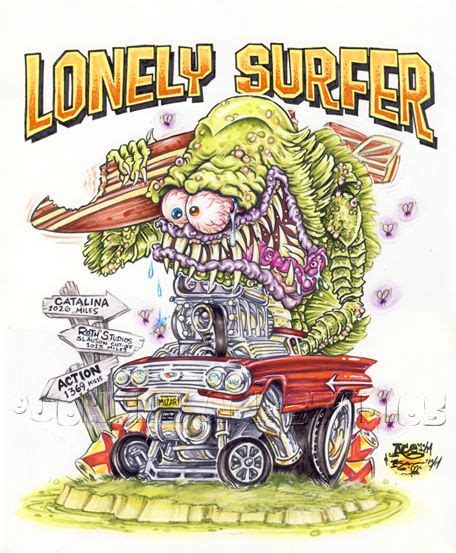Johnny Ace Original Art Rat Fink Monster Roth Surf Creature 60 Chevy El