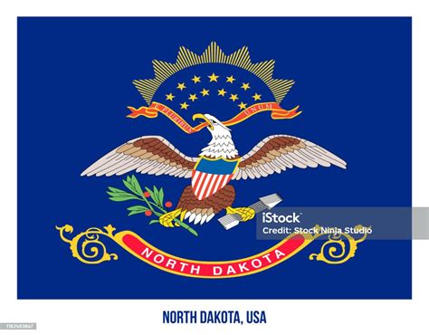 North Dakota Flag Vector Illustration On White Background Usa State