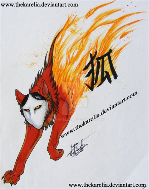 Kitsune On Fire By Thekarelia On Deviantart