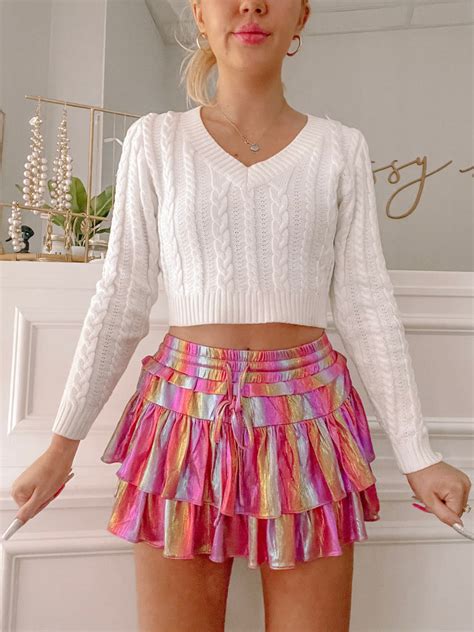 Flirtatious Shimmer Rainbow Pink Ruffle Skirt Sassy Shortcake