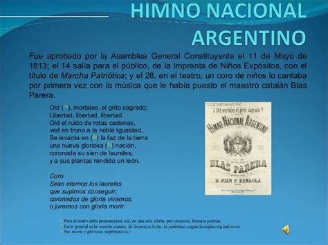 Letra Del Himno Nacional Argentino Original Himno Nacional Argentina