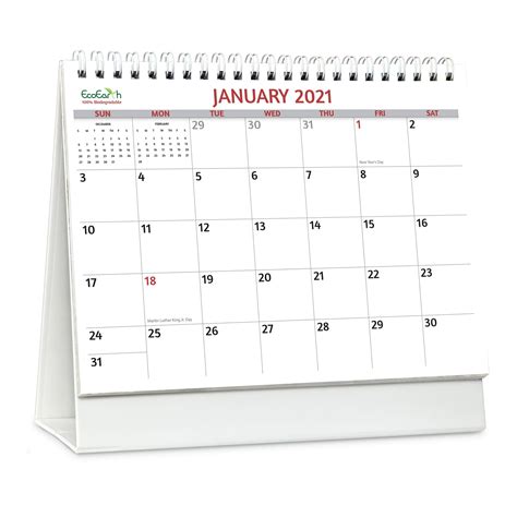 EcoEarth 12-Month Calendar 2022 Classic (8x6 Standing) Desk Calendar ...