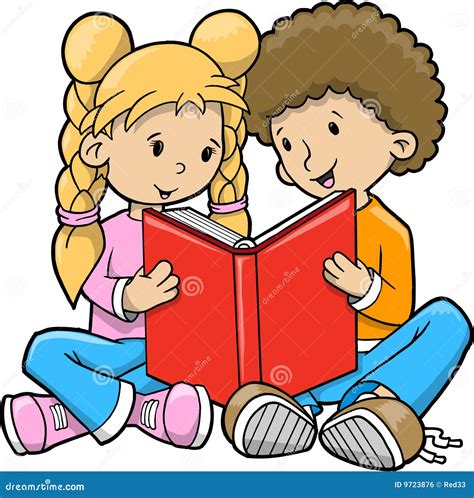 Children Reading Book Vector Stock Vector Illustration Of Reading