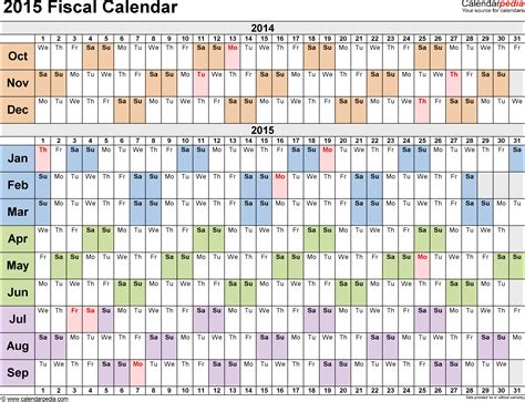Fiscal Calendars 2015 Free Printable Excel Templates