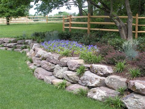 Boulder Wall And Plantings Plsblue New Hope Pa Landscaping