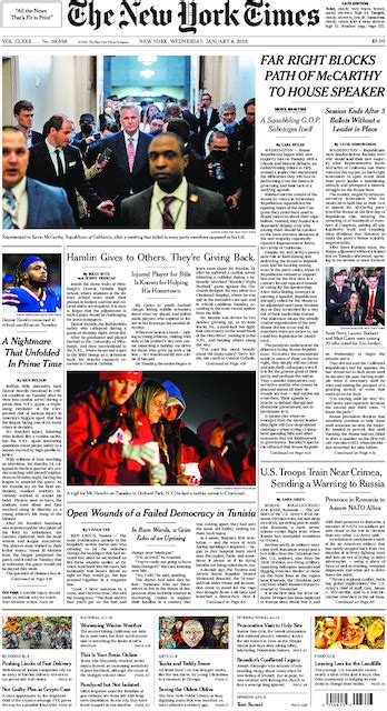 The New York Times In Print For Wednesday Jan 4 2023 The New York