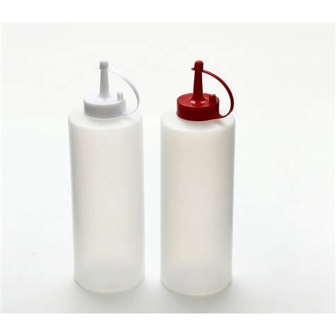 Set Of 2 All For You Squeeze Bottle White Plastic Cruet Sauce Squeeze