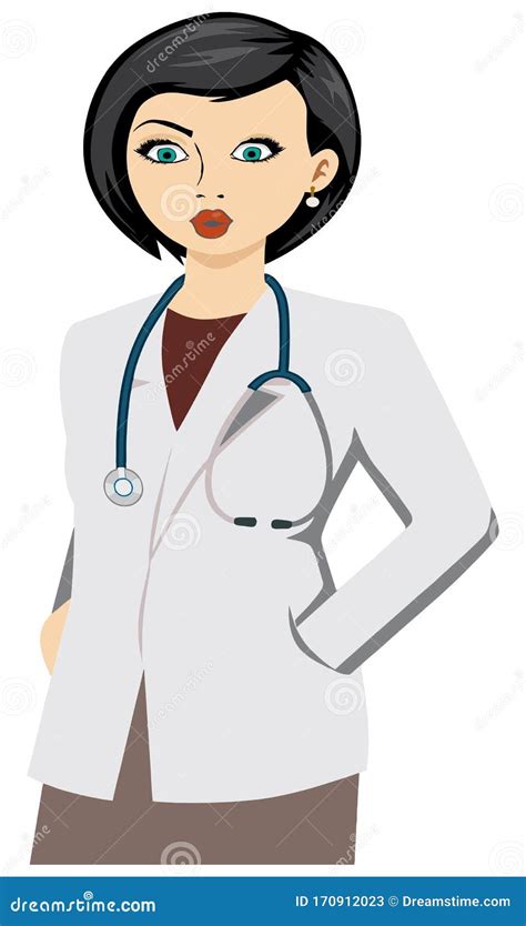 A Lady Doctor From Hospital Stock Vector Illustration Of Drawing Enjoy