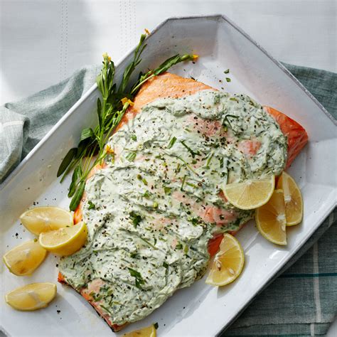 Learn how to cook salmon with the best baked salmon recipe! Herb-and-Yogourt Baked Whole Salmon Fillet | Healthy ...