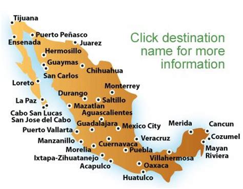 Mexico Beaches Map Map Of Beaches In Mexico Central America Americas