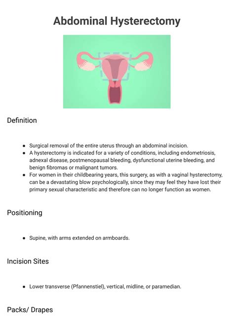 Solution Medical And Surgical Nursing Notes Abdominal Hysterectomy