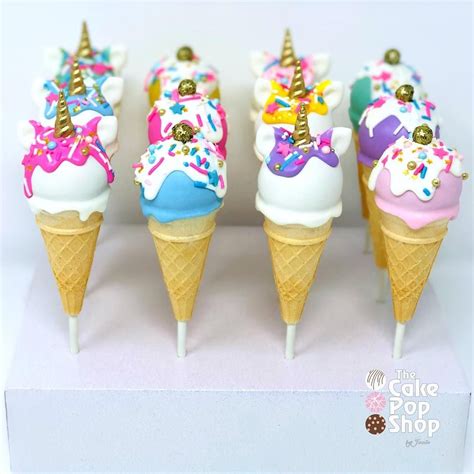 Unicorn Ice Cream Cone Cake Pops Ice Cream Party Birthday Cake Pops