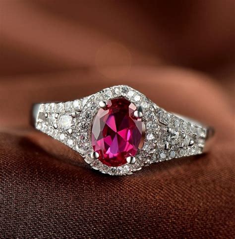 S925 Sterling Silver Created Ruby Rings For Women