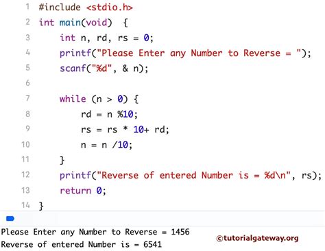C Program To Reverse A Number