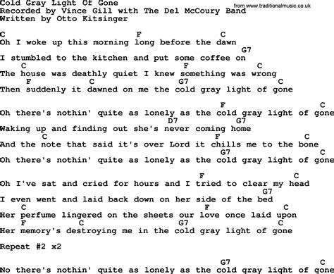 Cold Gray Light Of Gone Bluegrass Lyrics With Chords