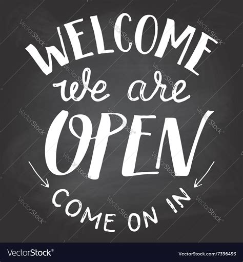 Welcome We Are Open Chalkboard Sign Royalty Free Vector