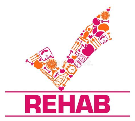 Rehab Pink Orange Health Symbols Tick Mark On Top Stock Illustration