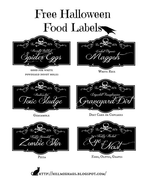 Helmighaus Free Halloween Party Table Labels