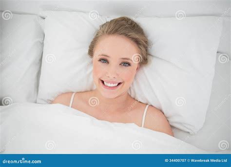 Natural Smiling Blonde Lying In Bed Stock Image Image Of Beautiful Pretty 34400707