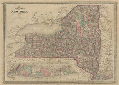 Antique Map Of New York By Johnson 1872 For Sale At 1stdibs