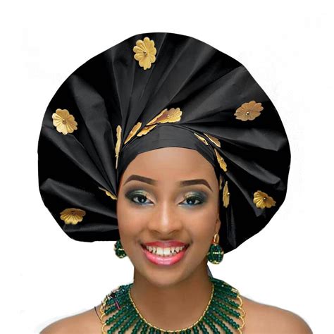 Fan Shape Auto Gele African Headtie African Head Wraps For Woman