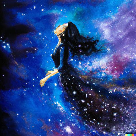 Painting Of A Woman Floating With Stars In Galaxy Dall·e 2 Openart