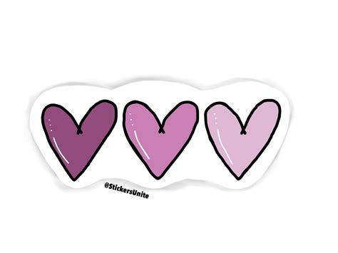 Three Purple Heart Vinyl Sticker Waterproof Decal Water Etsy In 2020