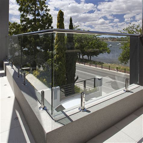 Balcony Frameless Glass Railing Balustrade With Stainless Steel Spigot