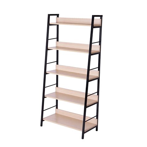 Homcom Wood Bookcase 5 Tier Wide Bookshelf Shelving Storage Furniture