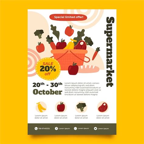 Free Vector Hand Drawn Supermarket Poster Template