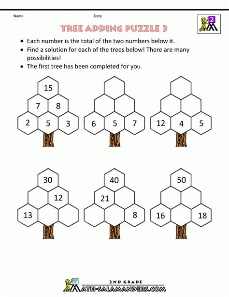 Free Math Puzzles Addition And Subtraction Grade 2 Puzzles