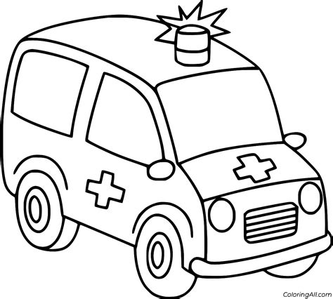Cartoon Ambulance On The Road Coloring Page Coloringall
