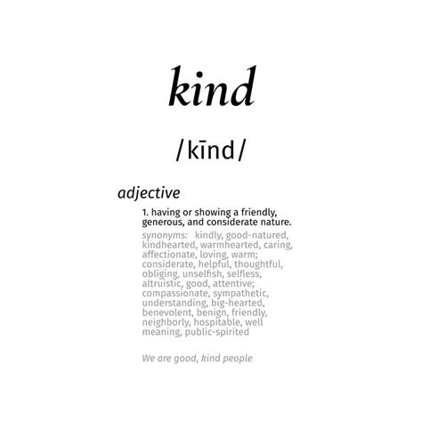 Kind Word Definition Art Poster Etsy