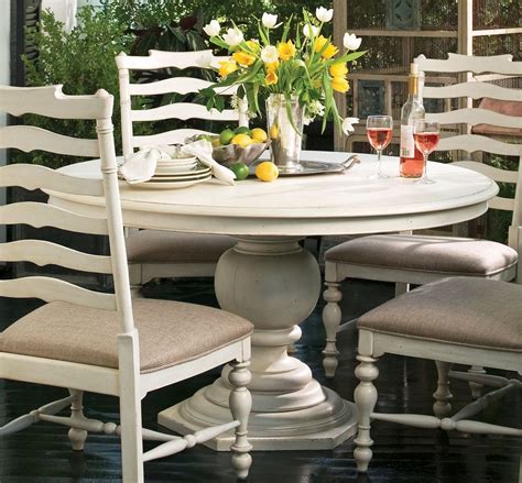 Paula Deen Home Linen Round Pedestal Extendable Dining Table From Paula