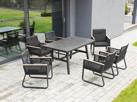 These black rattan dining chairs are trendy and can fit into every decoration style. 6 Seater Garden Dining Set Black CANETTO | Beliani.co.uk ...