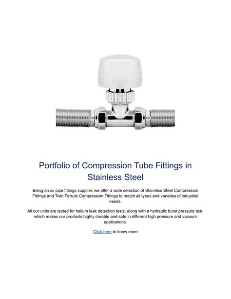 Ppt World Class Compression Tube Fittings Stainless Steel Tube And Fittings Seal