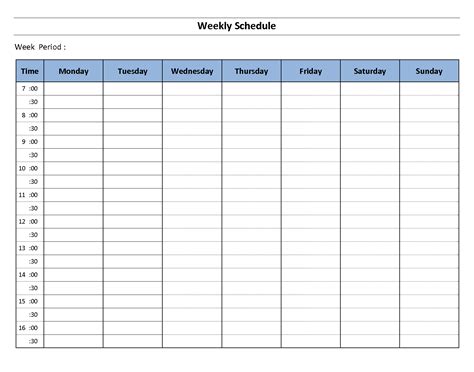 Weekly Schedule Word Template