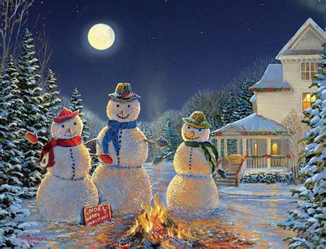 Sam Timm — Moonlit Snowmen Boxed Christmas Card 1309x1000 Christmas