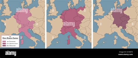 Holy Roman Empire Medieval Europe Three Historical Maps With